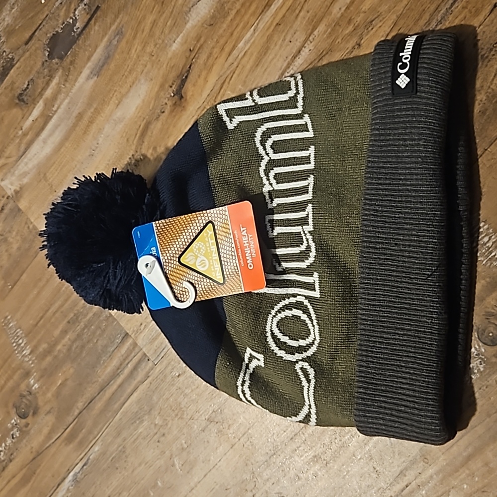Columbia Polar Powder II Beanie: UNISEX: NAVY/GREEN/GRAY: NEW WITH TAGS: OS